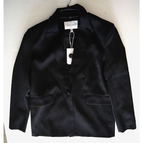Lucy Paris BL-C959 Women's Sz Small Black Two Button Polyester Blend Blazer - Picture 7 of 8